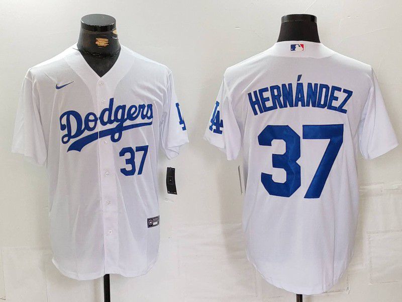 Men Los Angeles Dodgers #37 Hernandez White Nike Game 2024 MLB Jersey style 7243